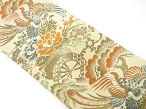 アンティーク　鳳凰に花車模様織り出し名古屋帯（材料）